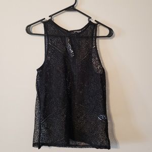 Express black loose lace tank top